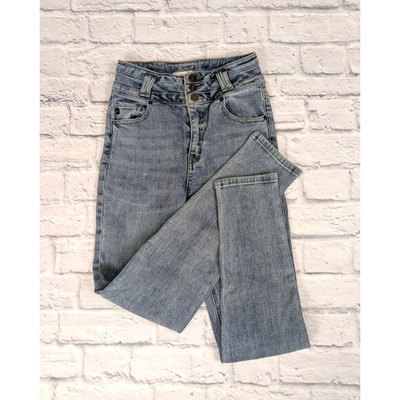KanCan High Rise Button Fly Distressed Skinny Jeans Size 1 - Picture 1 of 8